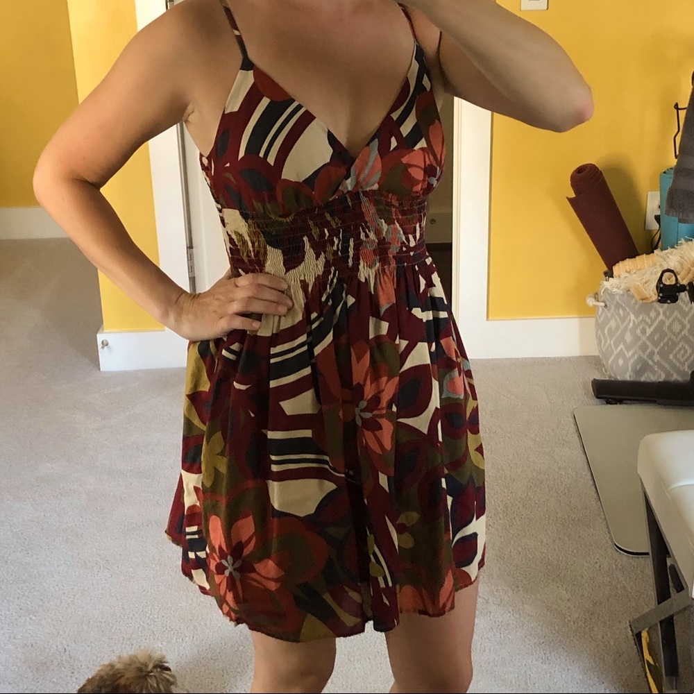 Red flowered sundress.
